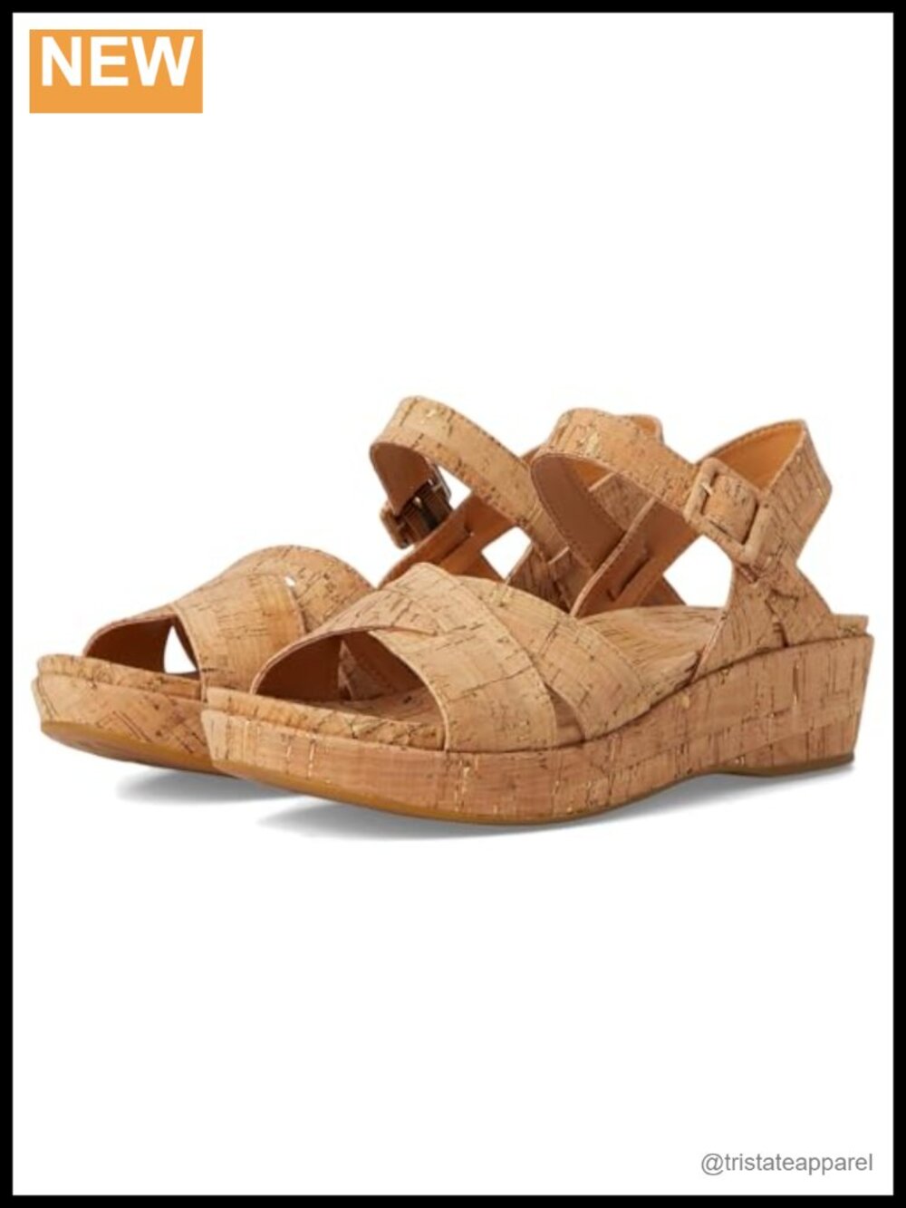 Italian Leather Cork Wedge Platform Sandal